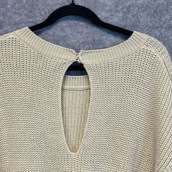 MABLE Sweater Romper Small/Medium Taupe Tan Knit Drawstring Keyhole Back LS - Picture 13 of 16